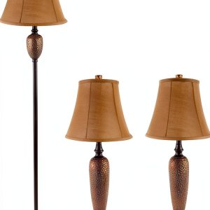 Elegant Designs Lamp Set Hammered Bronze Traditional Style-0