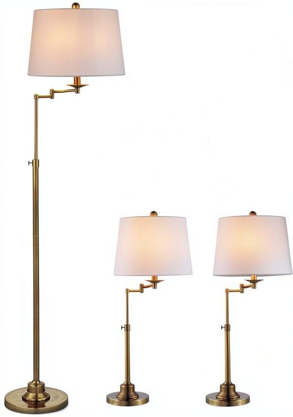 SAFAVIEH Gold Modern Floor Table Lamp Set LED Energy-0