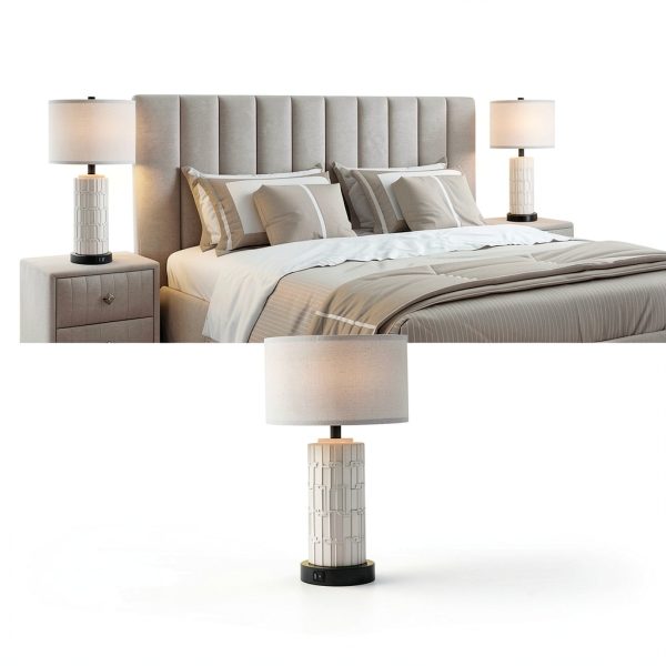 KAWOTI Ceramic Table Lamp Set with USB Charging Modern-3