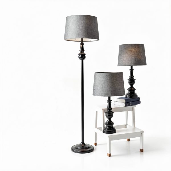 Adesso Modern Lamp Set Dark Bronze 3-Piece Lighting-4