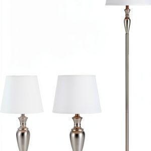 Catalina Lighting Brushed Nickel Lamp Set 3 Piece Indoor-0