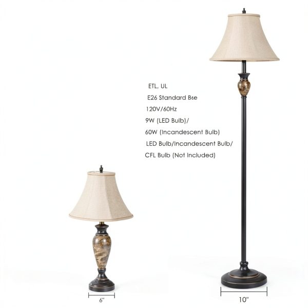 Tangkula Traditional Lamp Set Linen Shades Rotary Switch-2