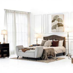 Aosom Modern Linen Lamp Set Steel Base Reading Lights-0