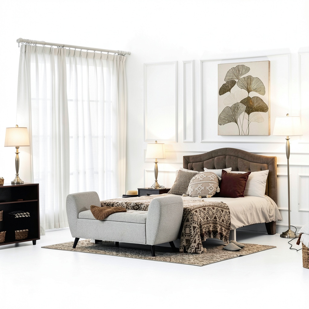Aosom 3-piece lamp set illuminating a cozy living room