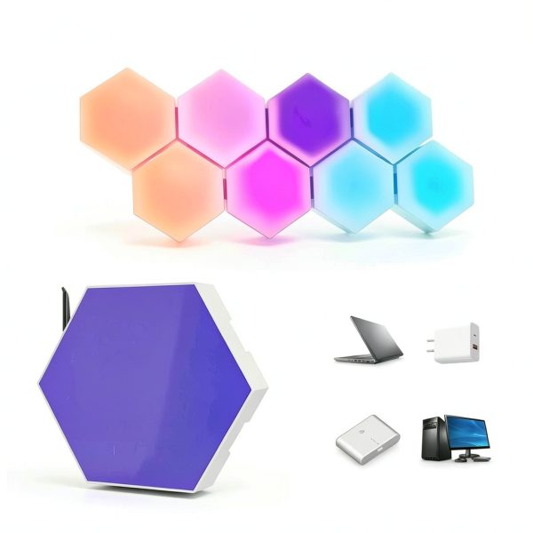 SLARY Hexagon LED Wall Lights RGB Color Changing Gaming-5