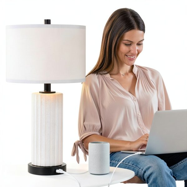 KAWOTI Ceramic Table Lamp Touch Control USB Charging-2
