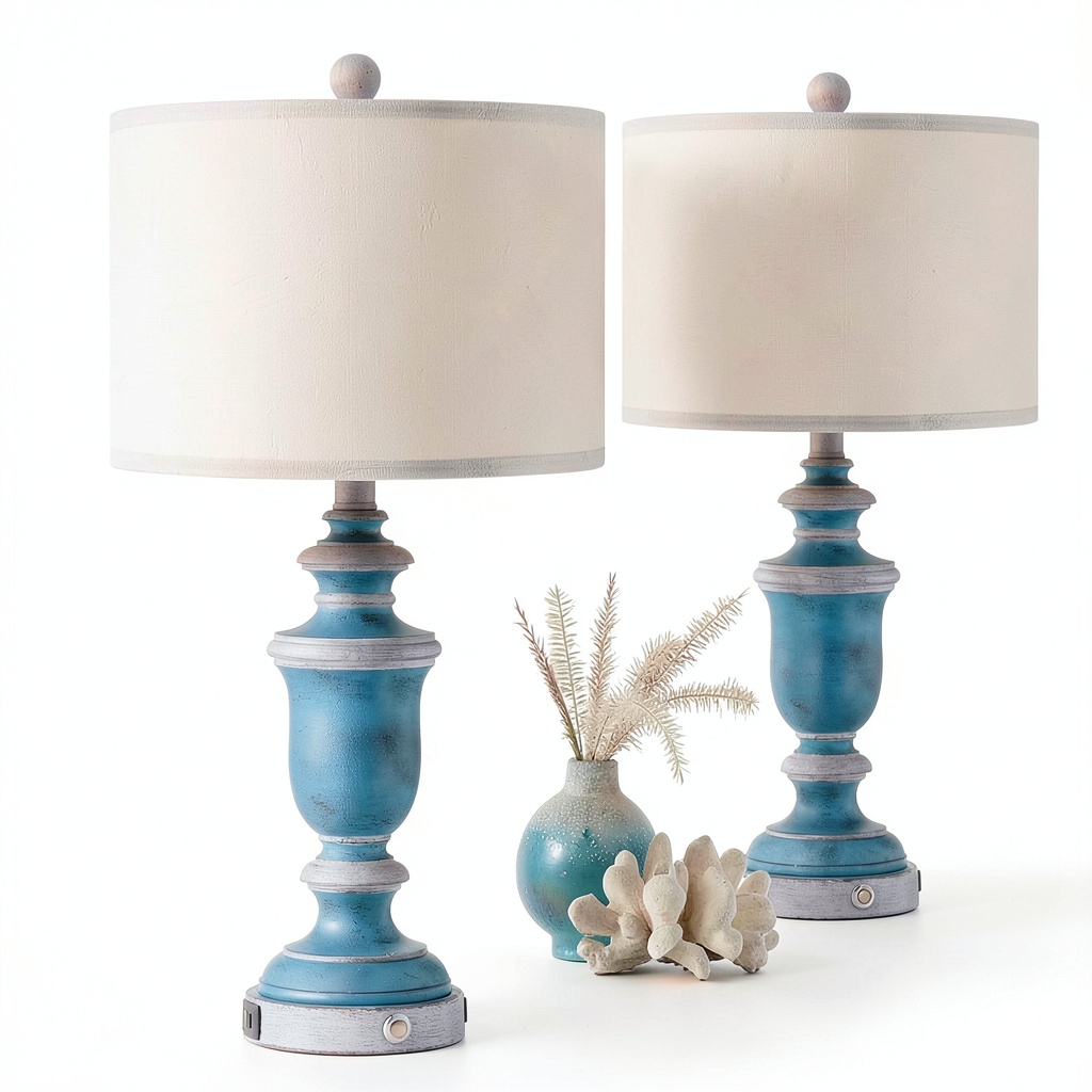 Kyrid table lamp in a bedroom setting with touch control demonstration