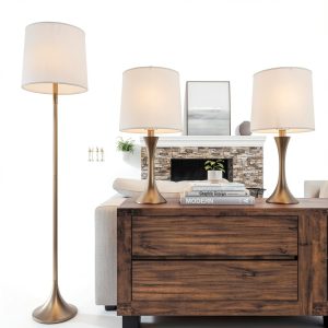 Lavish Home Bronze Lamp Set LED Lighting Living Room-0