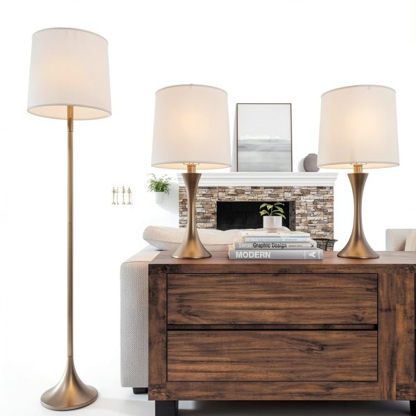 Lavish Home Bronze Lamp Set LED Lighting Living Room-0
