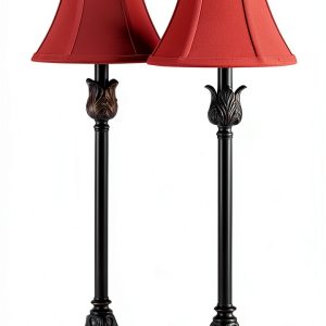 Catalina Lighting Modern Floor Lamp Bronze Burgundy Fabric-0