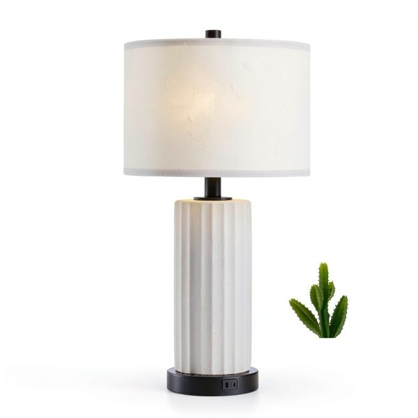 KAWOTI Ceramic Table Lamp Touch Control USB Charging-3