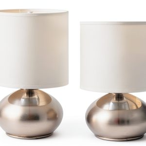 Catalina Lighting Brushed Nickel Touch Table Lamp Set-0