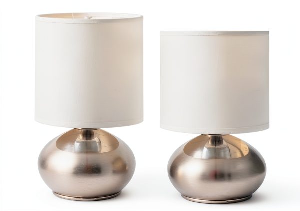 Catalina Lighting Brushed Nickel Touch Table Lamp Set-0
