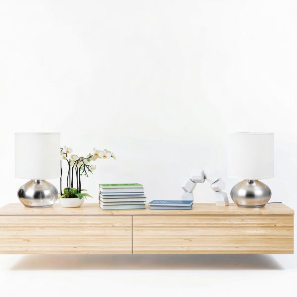Catalina Lighting Brushed Nickel Touch Table Lamp Set-8