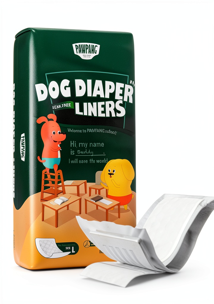 PAWPANG dog diaper liners in use on a medium-sized dog