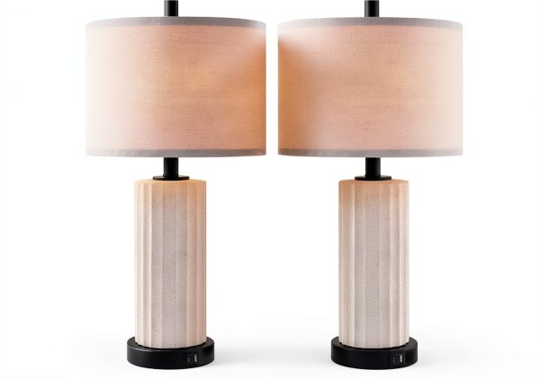 KAWOTI Ceramic Table Lamp Touch Control USB Charging-7