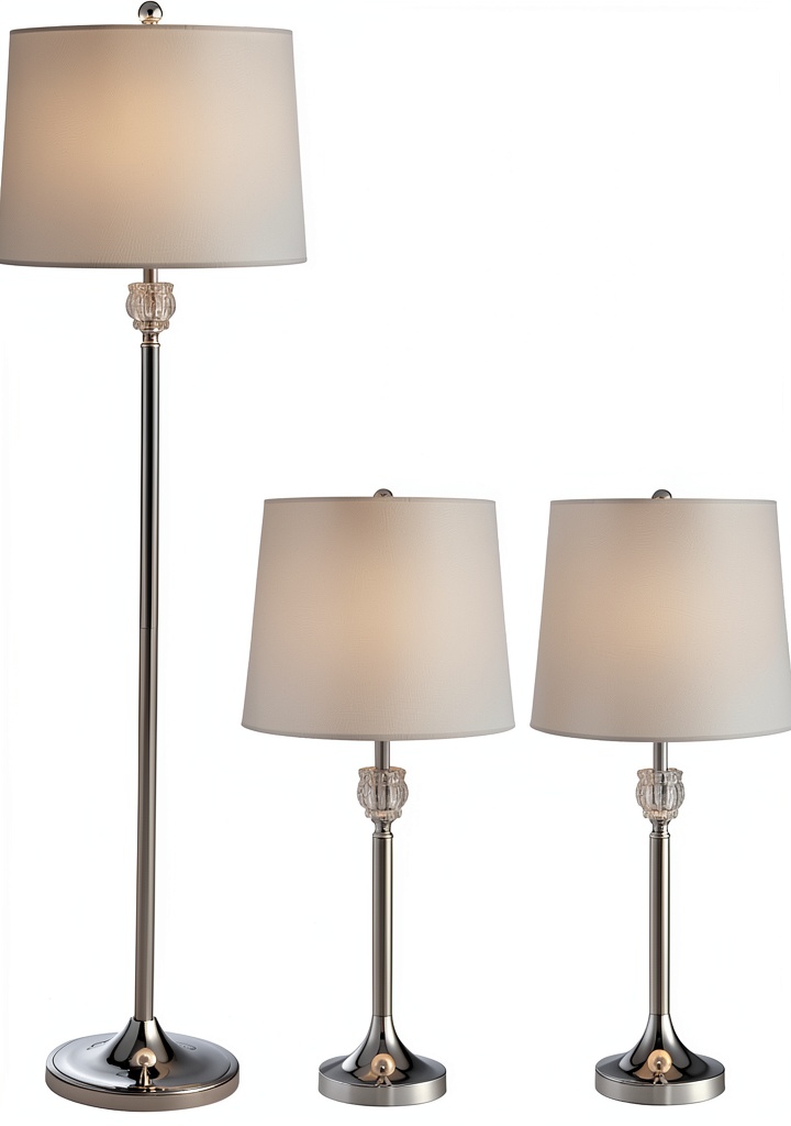 'Pacific Coast Lighting Romley lamp set displayed in a modern living room'