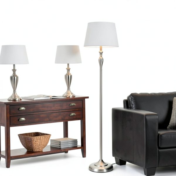 Catalina Lighting Brushed Nickel Lamp Set 3 Piece Indoor-4