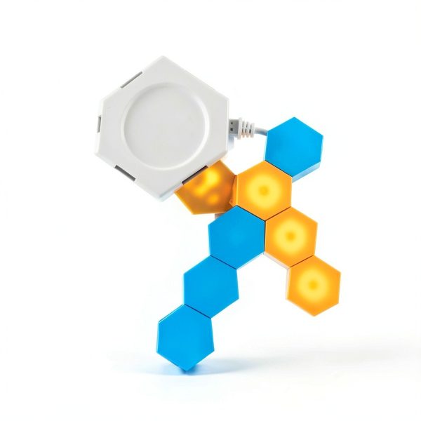 SLARY Hexagon LED Wall Lights RGB Color Changing Gaming-4