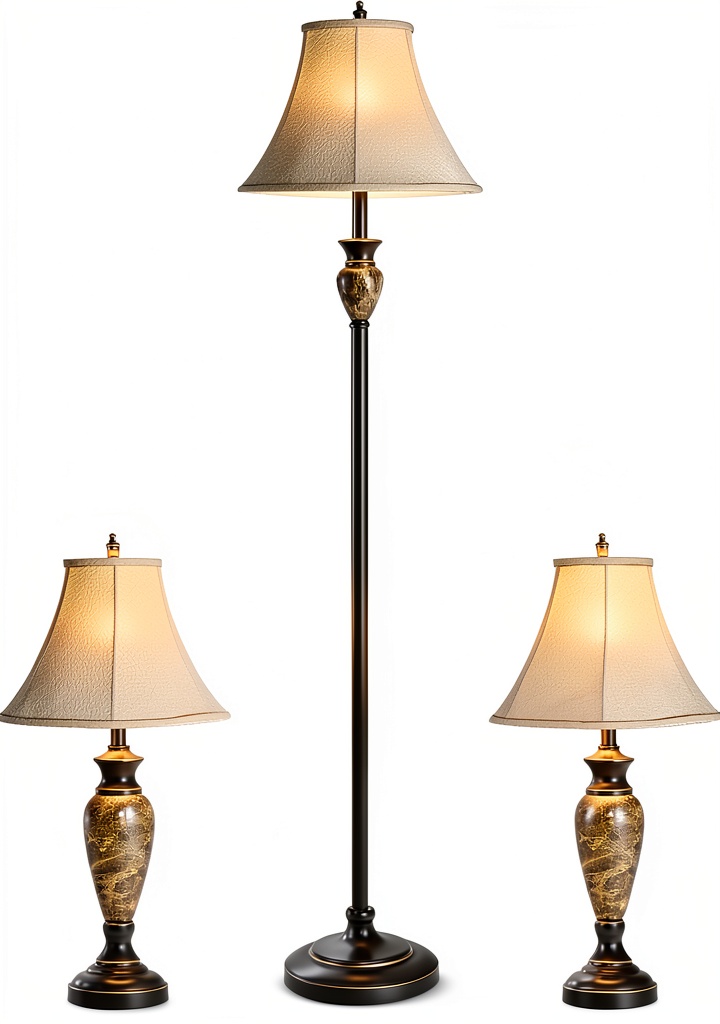 Installing Tangkula Traditional Lamp Set Linen Shades Rotary Switch on a wooden desk