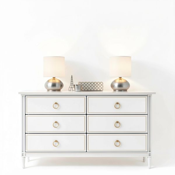 Catalina Lighting Brushed Nickel Touch Table Lamp Set-6
