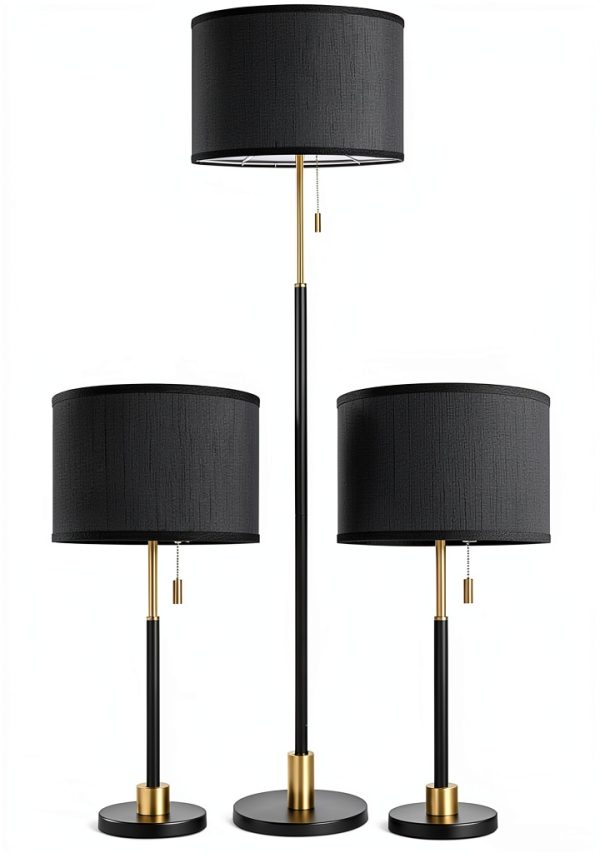 SYLW Floor and Table Lamp Set Modern Fabric Shade UL-1