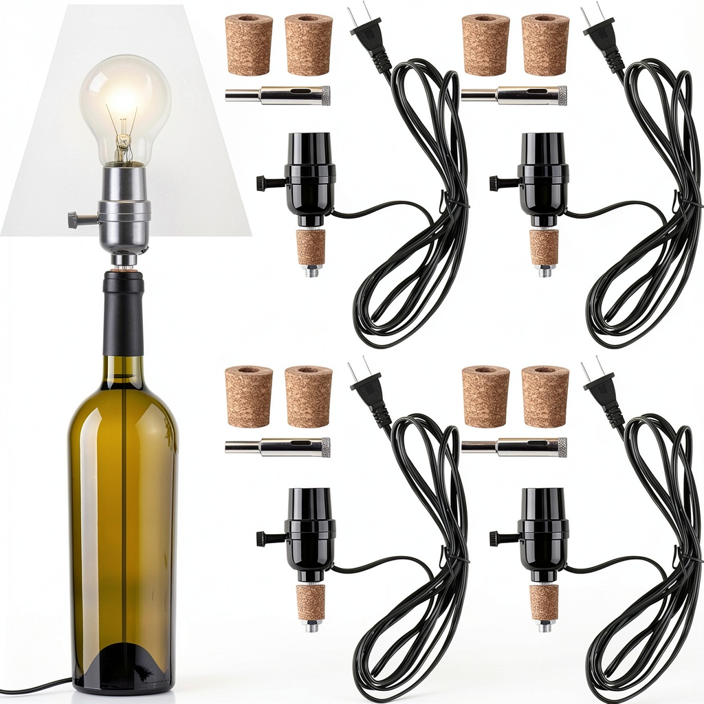 'Fabbay Bottle Lamp Kit components displayed on a table'