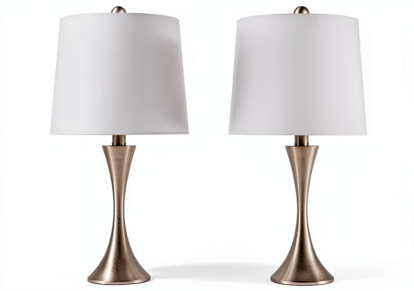 Lavish Home Silver Table Lamps Set of 2 LED Bedroom-4