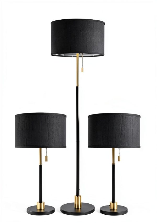 SYLW Floor and Table Lamp Set Modern Fabric Shade UL-4