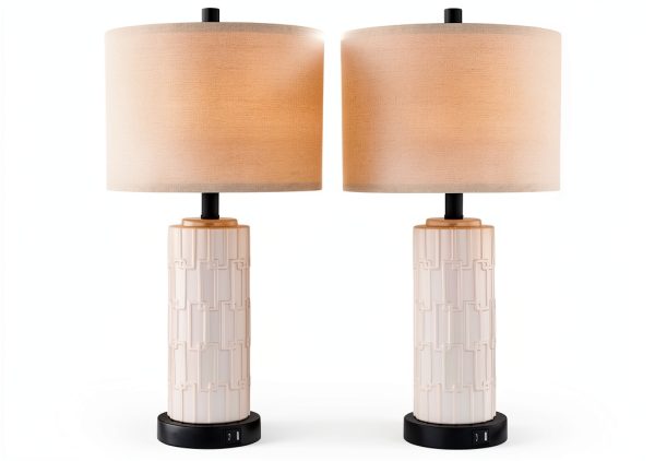 KAWOTI Ceramic Table Lamp Set with USB Charging Modern-6