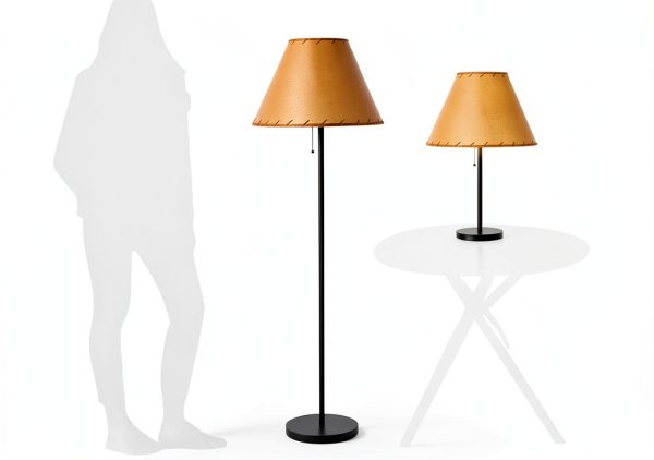 HomeConcept Rustic Bronze Floor Lamp Set Oil Parchment-2