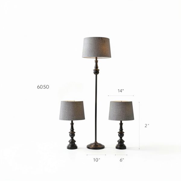 Adesso Modern Lamp Set Dark Bronze 3-Piece Lighting-5