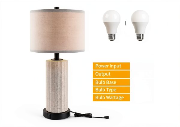 KAWOTI Ceramic Table Lamp Touch Control USB Charging-6