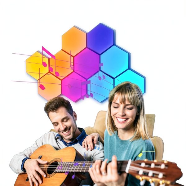 SLARY Hexagon LED Wall Lights RGB Color Changing Gaming-3