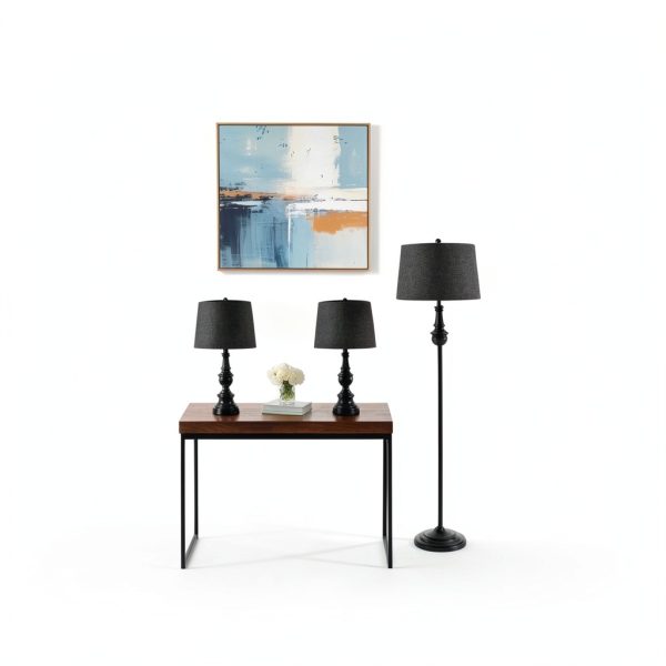 Adesso Modern Lamp Set Dark Bronze 3-Piece Lighting-2
