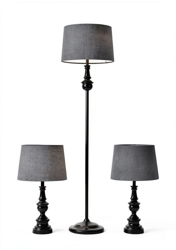 Adesso Modern Lamp Set Dark Bronze 3-Piece Lighting-7