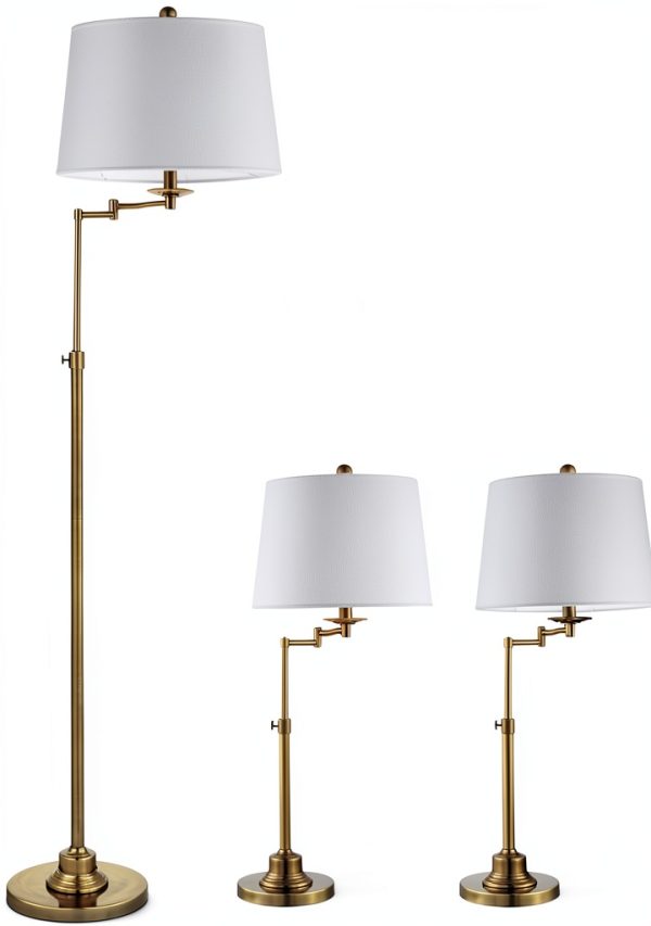 SAFAVIEH Gold Modern Floor Table Lamp Set LED Energy-1