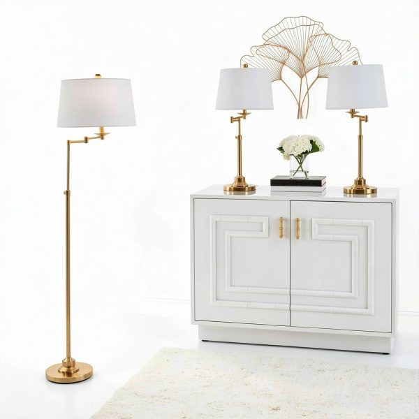 SAFAVIEH Gold Modern Floor Table Lamp Set LED Energy-3