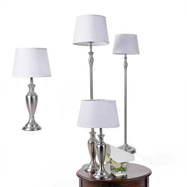 Catalina Lighting Brushed Nickel Lamp Set 3 Piece Indoor-9