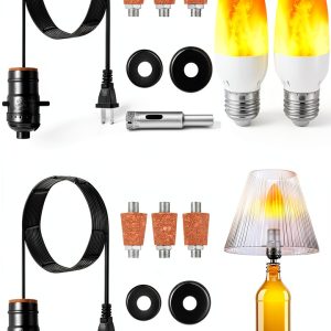 Lpraer DIY Wine Bottle Lamp Kit Retro LED Flame Bulbs-0