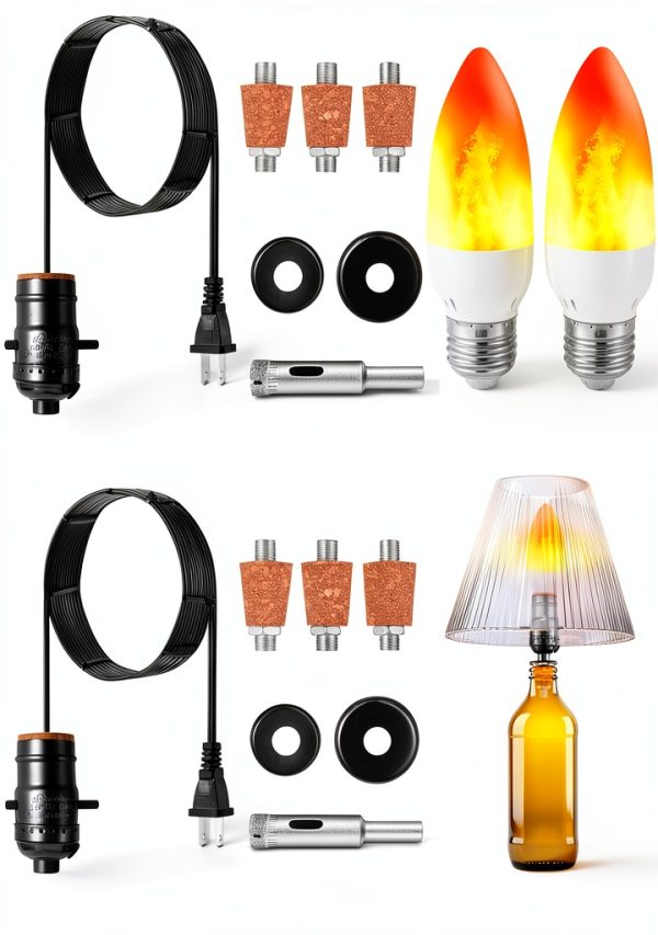 Lpraer DIY Wine Bottle Lamp Kit Retro LED Flame Bulbs-0
