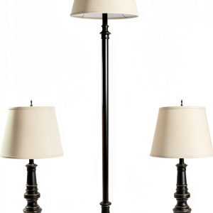 Elegant Designs Lamp Set Restoration Bronze Floor Table-0