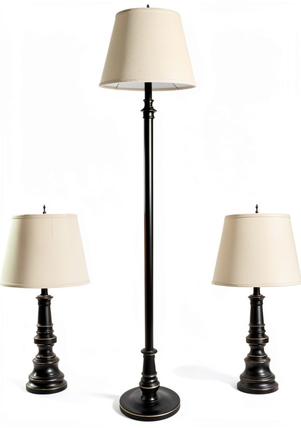 Elegant Designs Lamp Set Restoration Bronze Floor Table-0