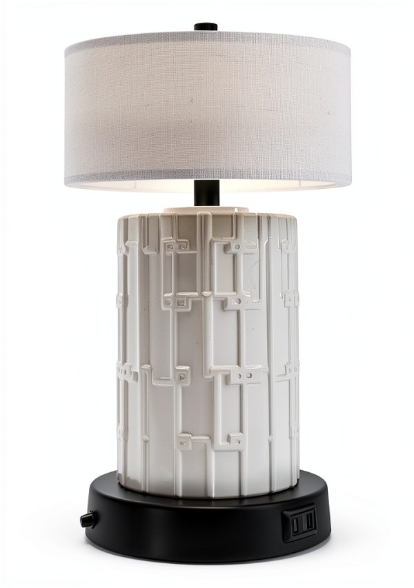 KAWOTI Ceramic Table Lamp Set with USB Charging Modern-1