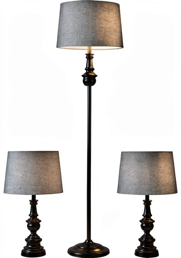 Adesso Modern Lamp Set Dark Bronze 3-Piece Lighting-0