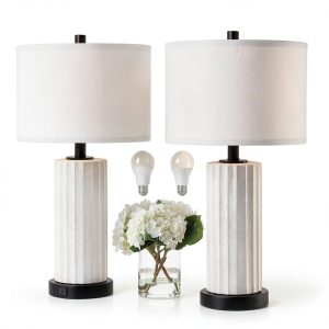 KAWOTI Ceramic Table Lamp Touch Control USB Charging-0