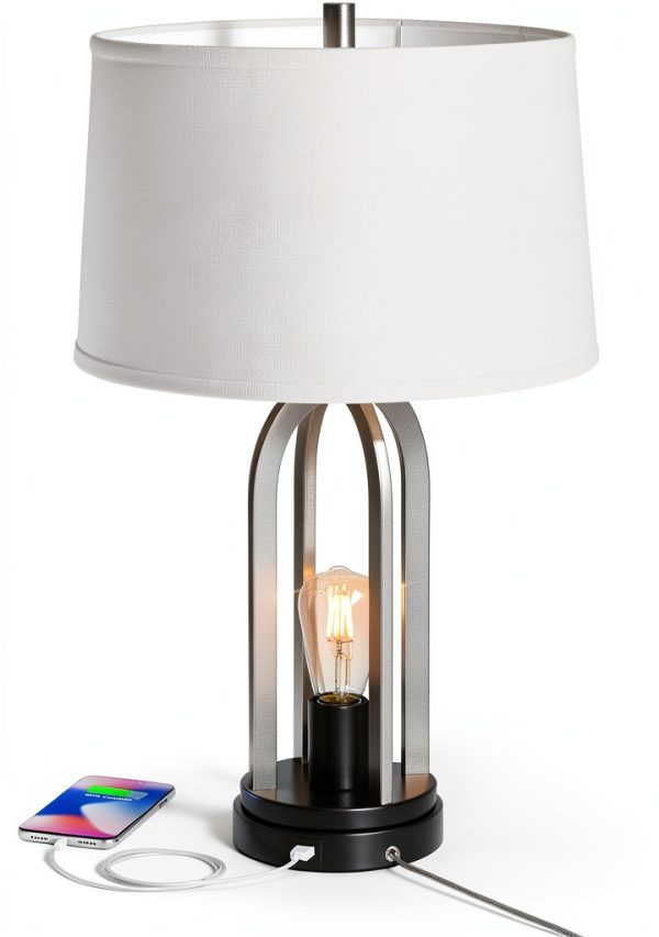 360 Lighting USB Lamps Set Modern Luxe Brushed Nickel-2
