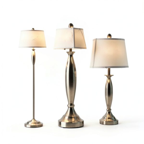Aosom Modern Linen Lamp Set Steel Base Reading Lights-2