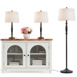 4ModernHome Lamp Set Black White Linen Living Room Bedroom-0