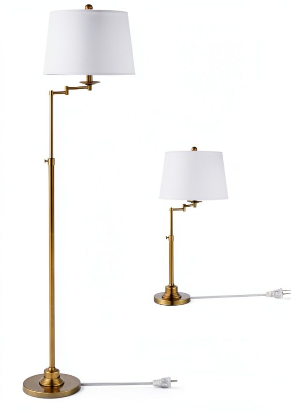 SAFAVIEH Gold Modern Floor Table Lamp Set LED Energy-4